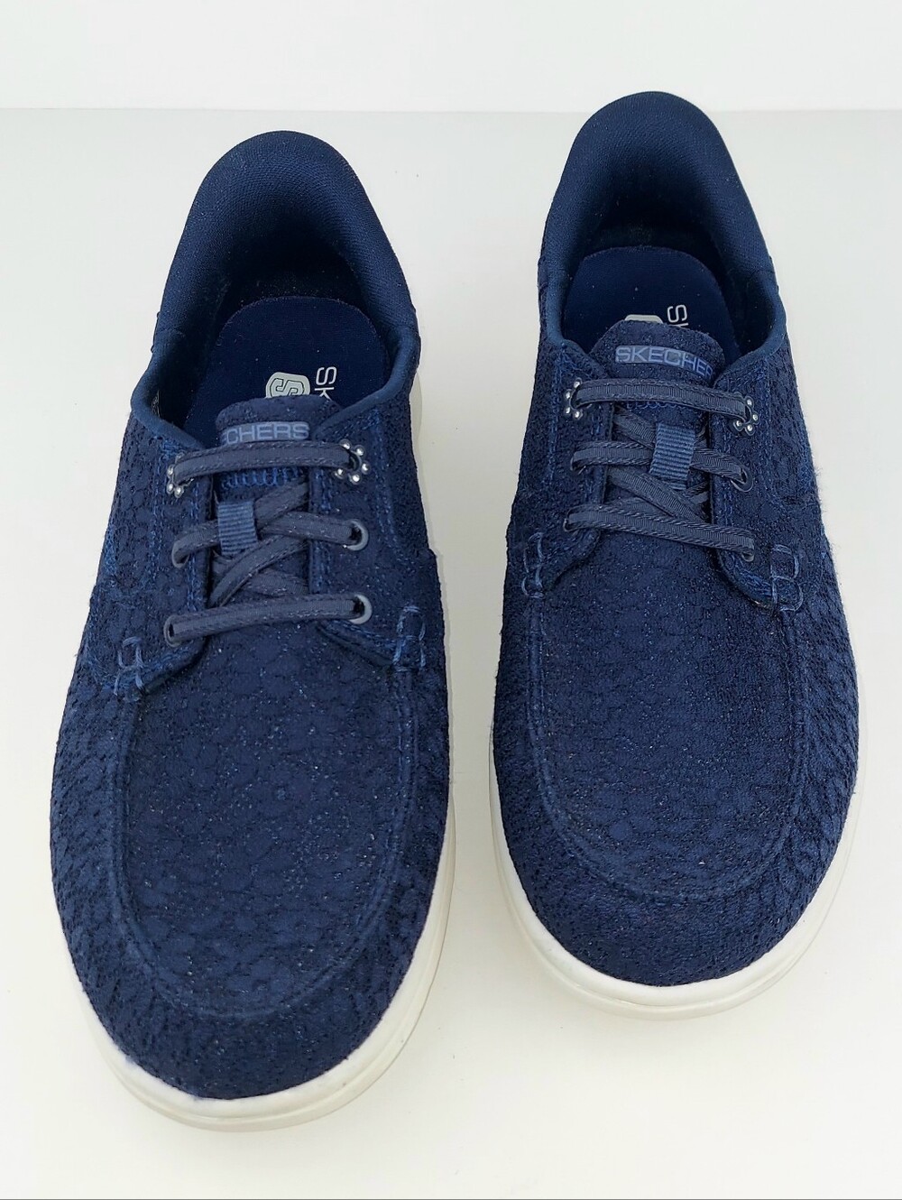 Skechers Slip-ins Hands Free Leilani Navy Lace Boat Shoe Sneakers 9 - Picture 5 of 14